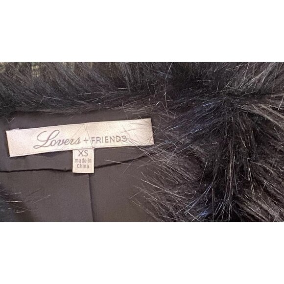 LOVERS + FRIENDS black Adora Faux Fur Jacket XS coat Rocker 0 2 4 - Picture 9 of 10